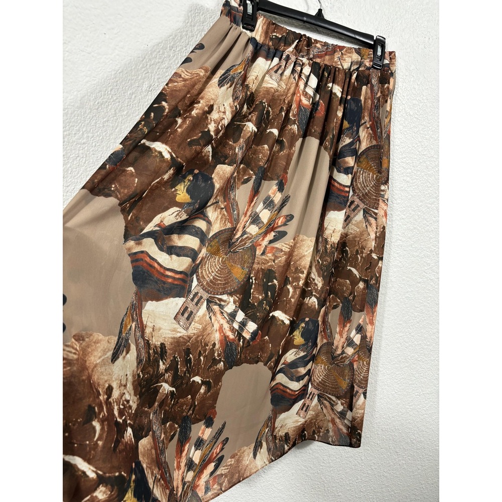 Vintage Pierre Cardin Skirt Womens Medium Large Native American Print Maxi 80s